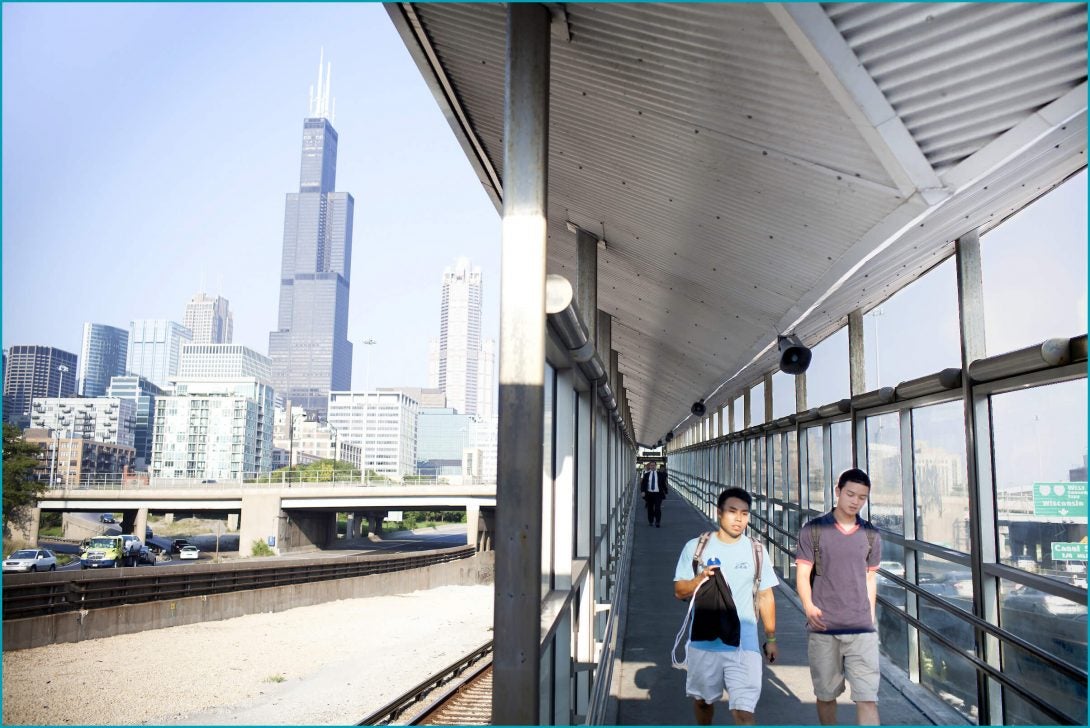 Students at UIC train stop