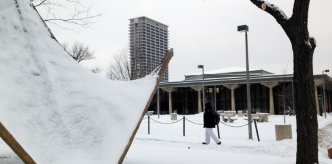 Snow transforms UIC campus sculptures
