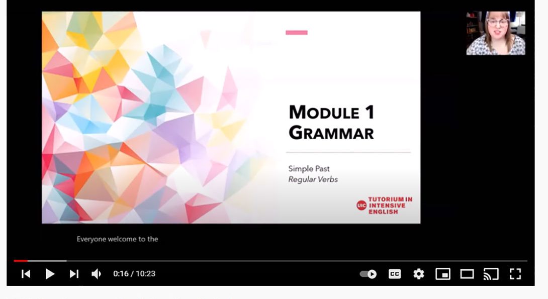 Opening screen of Module 1 grammar video