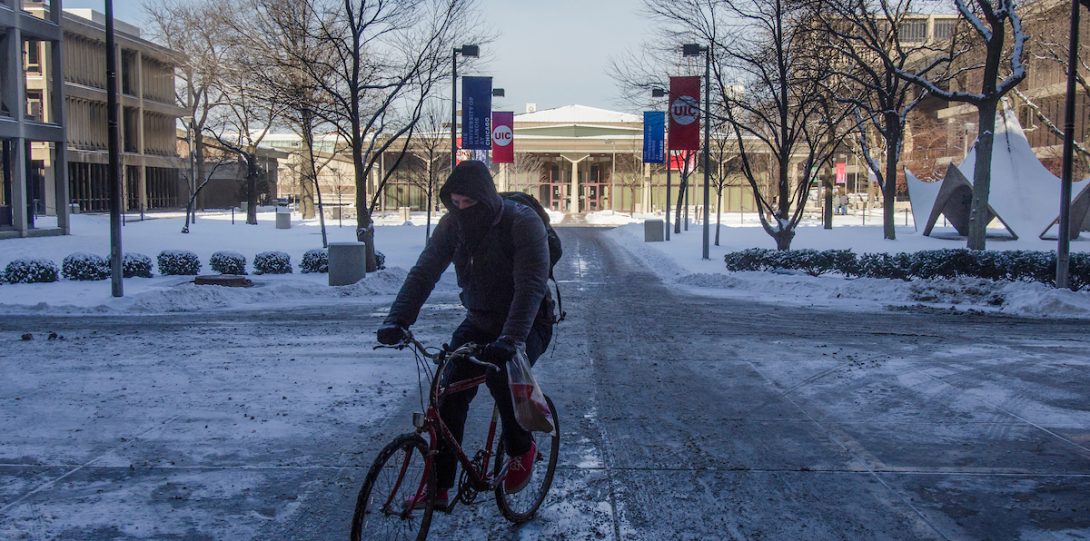 Snow doesn't stop UIC bicyclists!