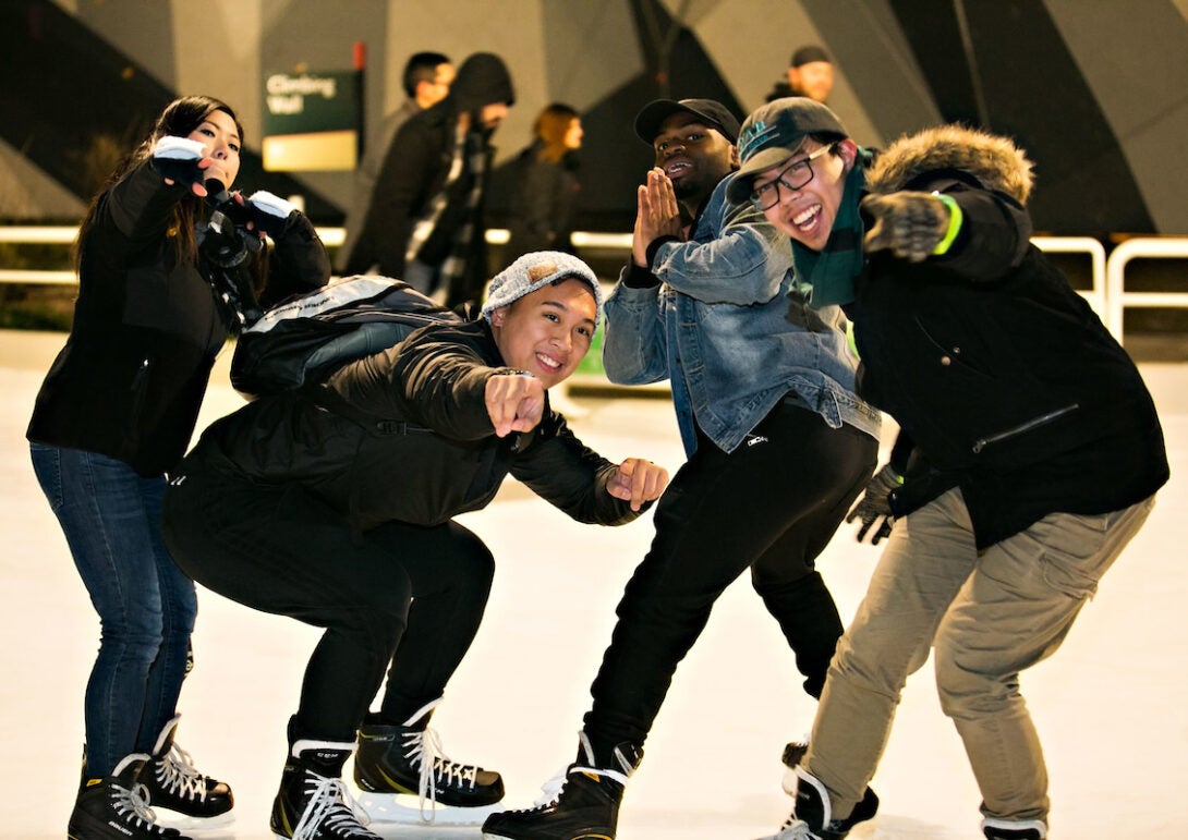 students ice skating