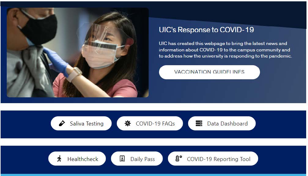 UIC COVID Dashboard homepage