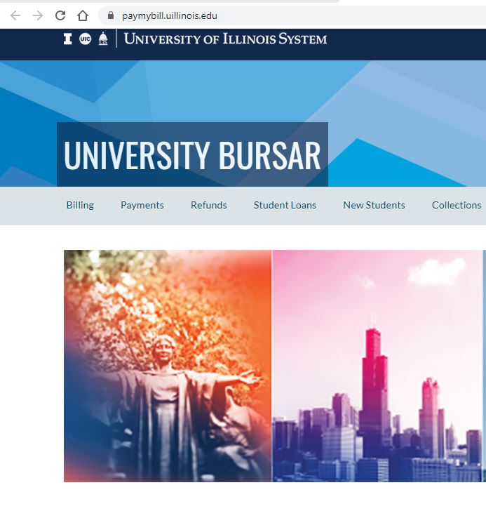 University Bursar screen capture